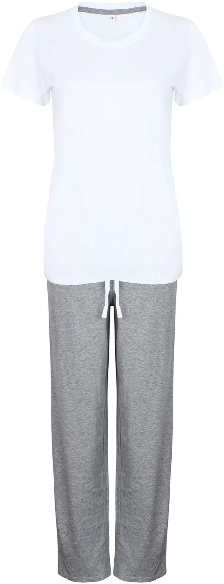 Women's Long Trousers Pyjamas Set White / Heather Grey