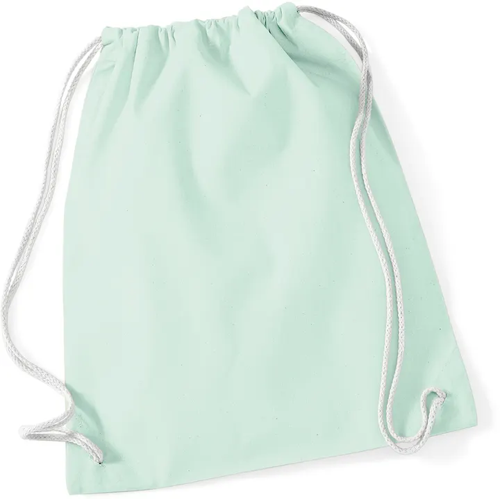 Cotton Gymsac Pastel Mint / White