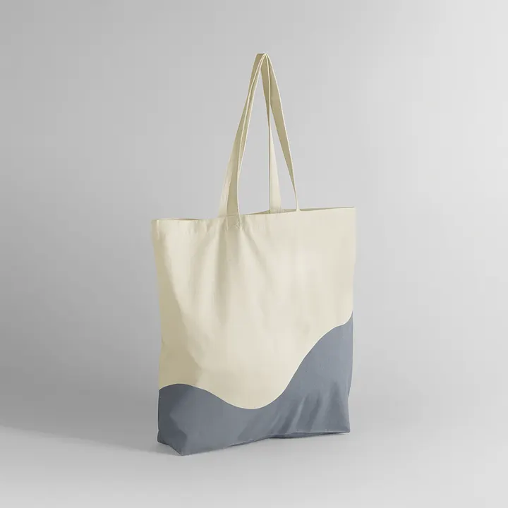 Bio-Beuteltasche mit Wirbel-Print Natural / Blue Grey