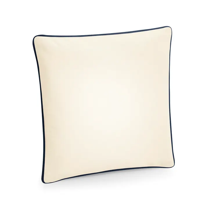 Kissenbezug mit Paspelsaum Natural / French Navy