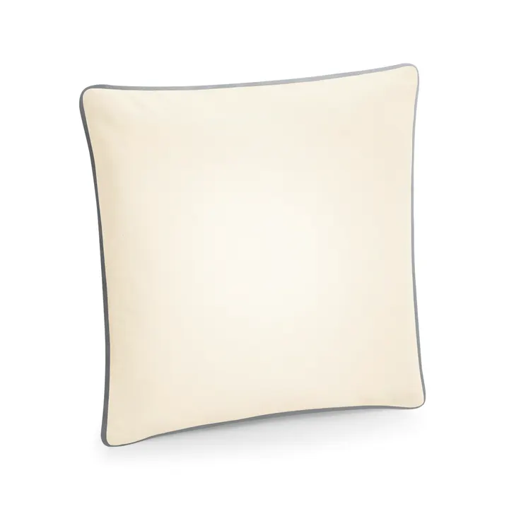 Kissenbezug mit Paspelsaum Natural / Light Grey