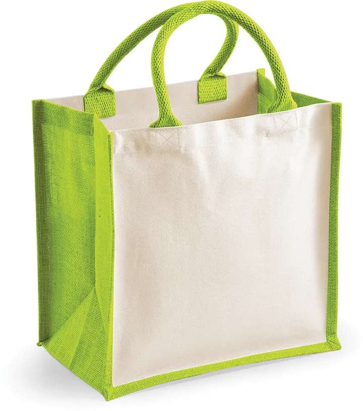 Printers' midi jute bag Apple Green