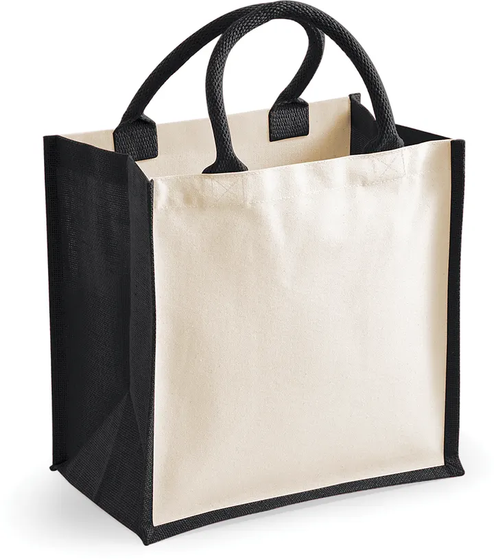 Printers' midi jute bag Black