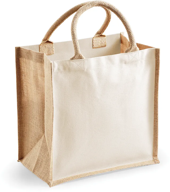 Printers' midi jute bag Natural