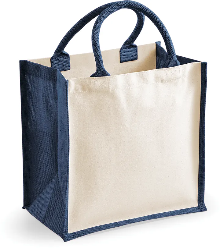 Printers' midi jute bag Navy