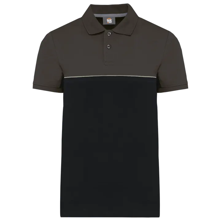 Polo bicolore écoresponsable manches courtes unisexe Black / Dark Grey