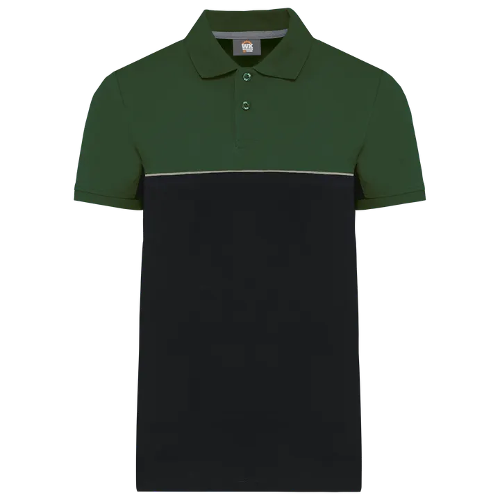 Polo bicolore écoresponsable manches courtes unisexe Black / Forest Green