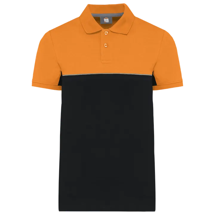 Polo bicolore écoresponsable manches courtes unisexe Black / Orange
