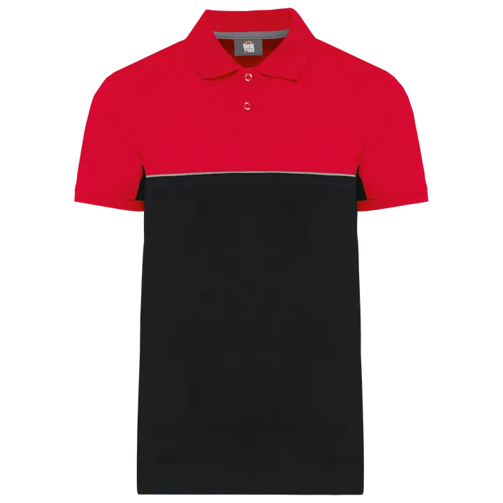 Polo bicolore écoresponsable manches courtes unisexe Black / Red