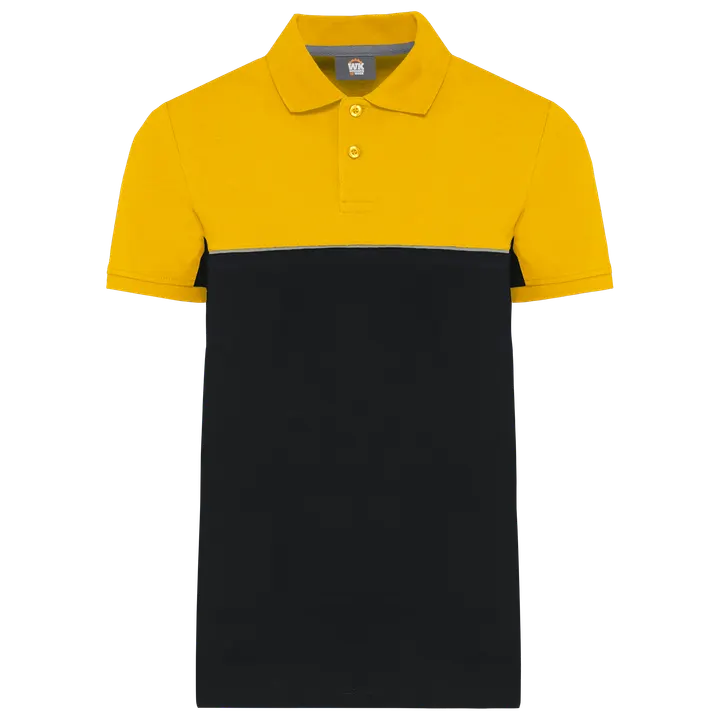 Polo bicolore écoresponsable manches courtes unisexe Black / Yellow