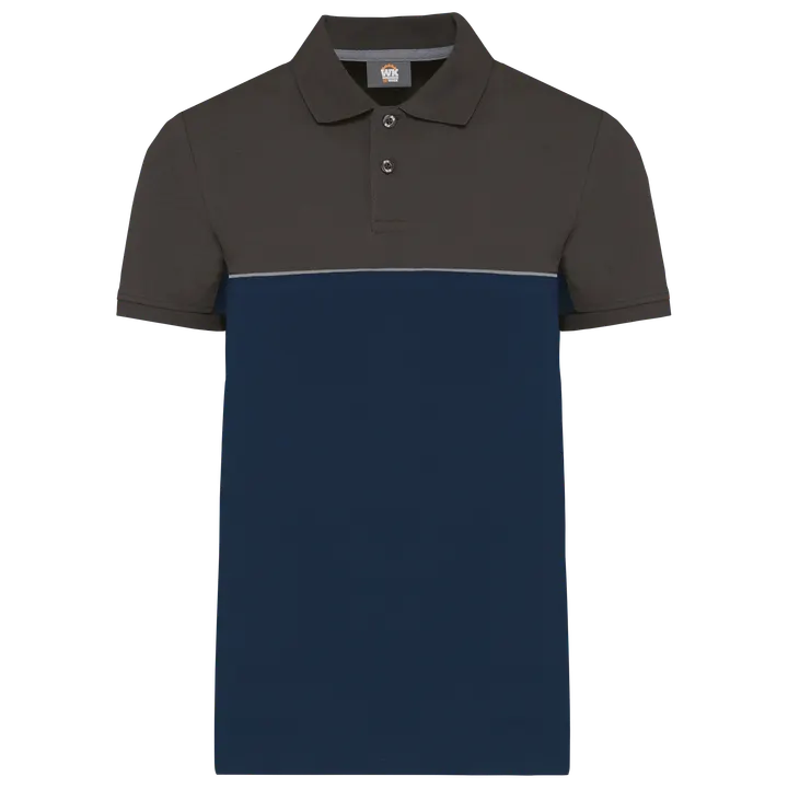 Polo bicolore écoresponsable manches courtes unisexe Navy / Dark Grey