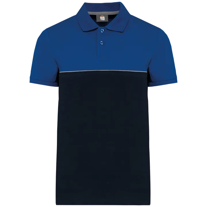 Polo bicolore écoresponsable manches courtes unisexe Navy / Royal Blue