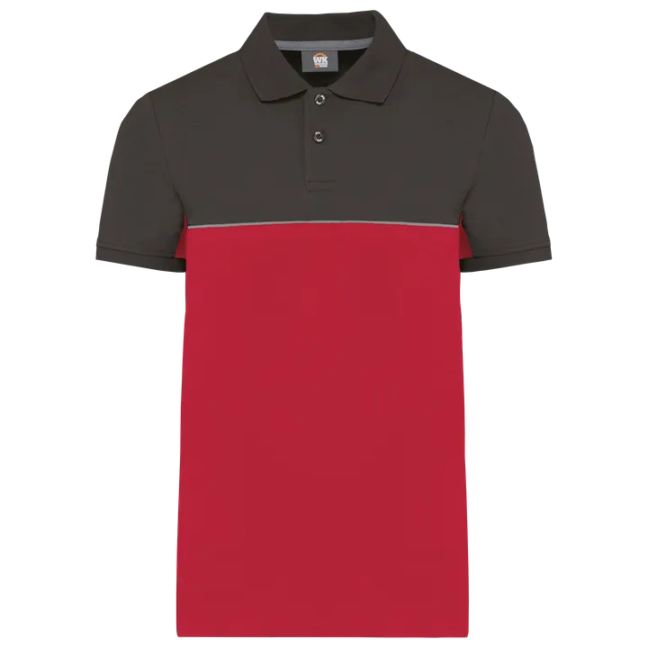 Polo bicolore écoresponsable manches courtes unisexe Red / Dark Grey