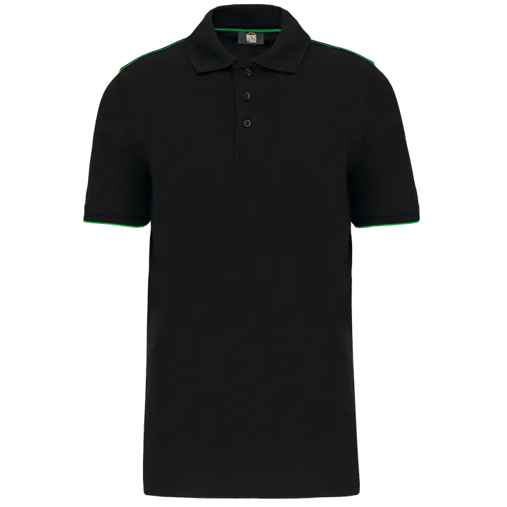 Polo Day To Day mit kontrastfarbenen, kurzen Ärmeln Black / Kelly Green