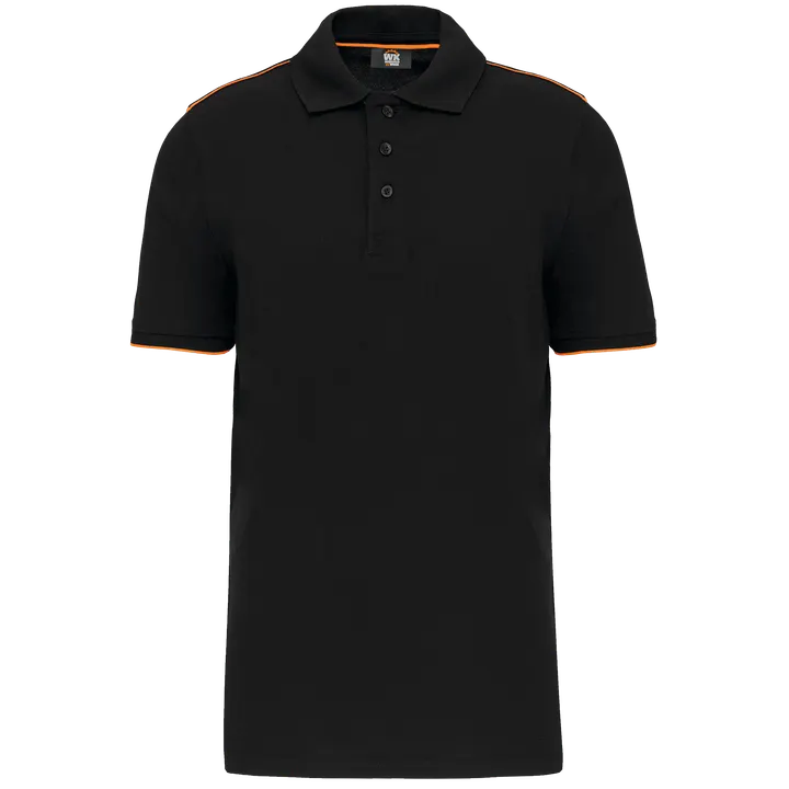 Polo Day To Day mit kontrastfarbenen, kurzen Ärmeln Black / Orange
