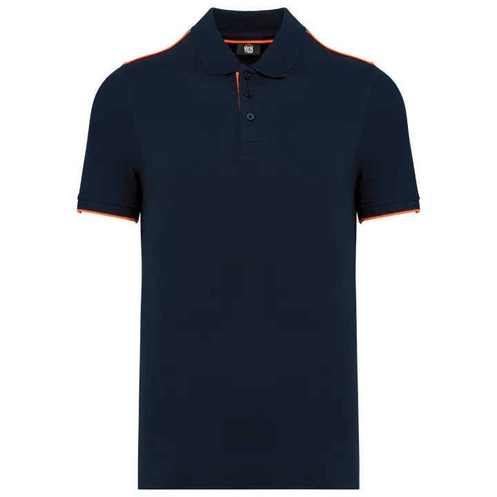 Polo Day To Day mit kontrastfarbenen, kurzen Ärmeln Navy / Fluorescent Orange
