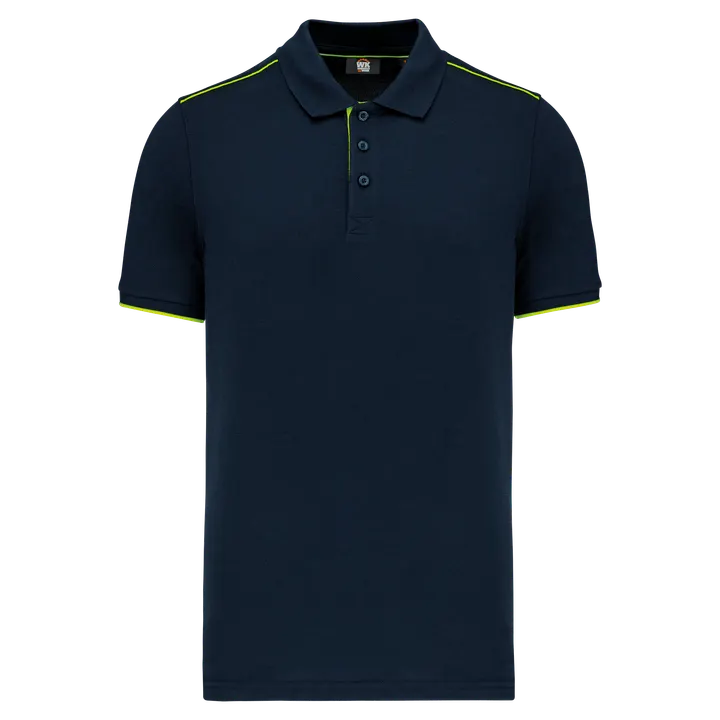 Polo Day To Day mit kontrastfarbenen, kurzen Ärmeln Navy / Fluorescent Yellow
