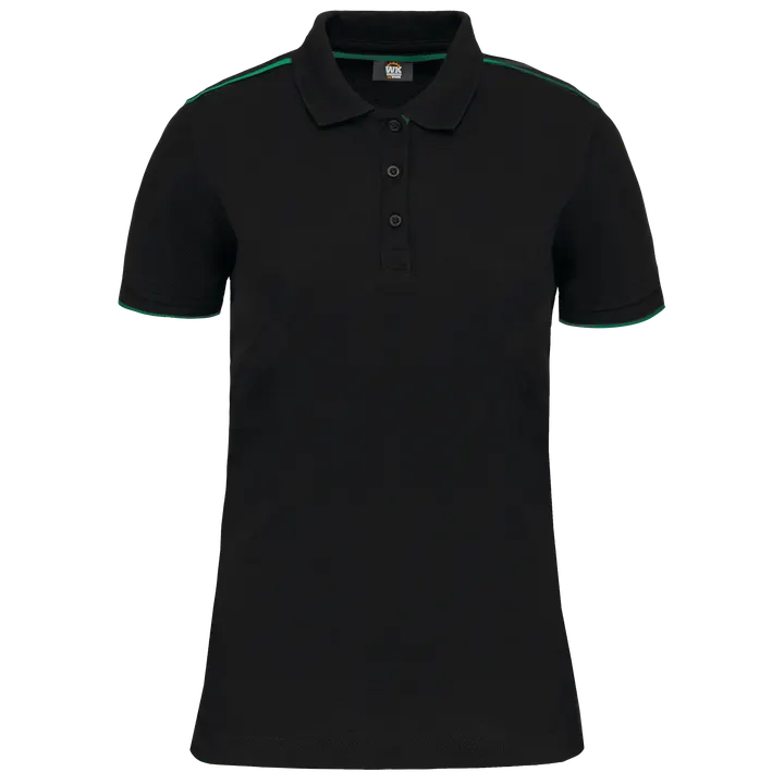 Polo Day To Day contrasté manches courtes femme Black / Kelly Green