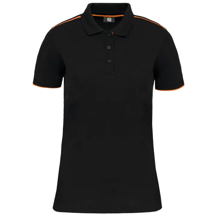 Polo Day To Day contrasté manches courtes femme Black / Orange