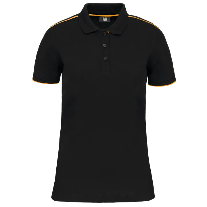 Polo Day To Day contrasté manches courtes femme Black / Yellow