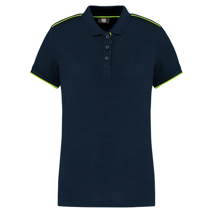 Polo Day To Day contrasté manches courtes femme Navy / Fluorescent Yellow