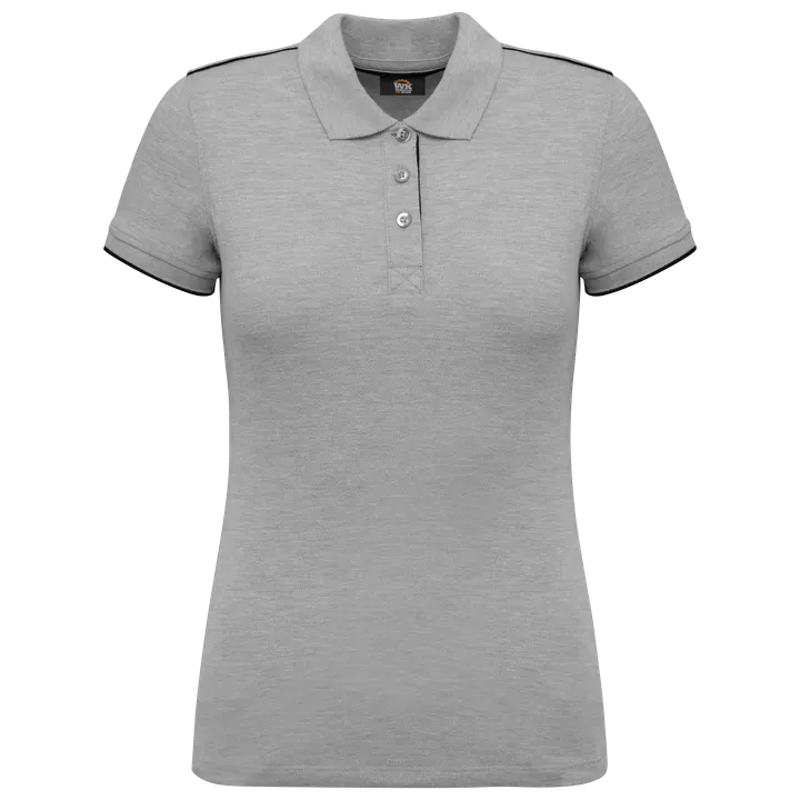 Polo Day To Day contrasté manches courtes femme Oxford Grey / Black
