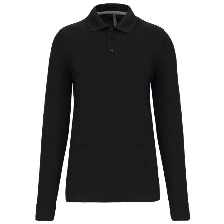 Polohemd mit langen Ärmeln Black