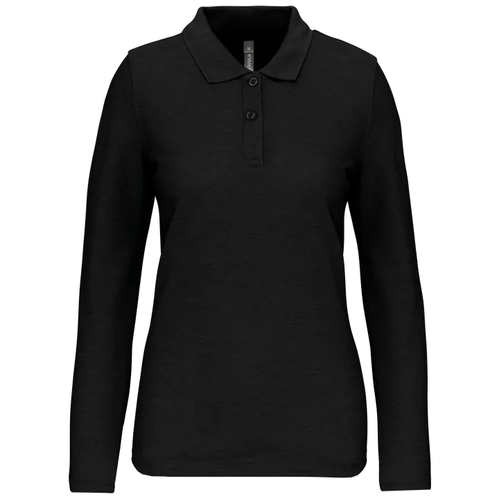 Langarm-Polohemd für Damen Black