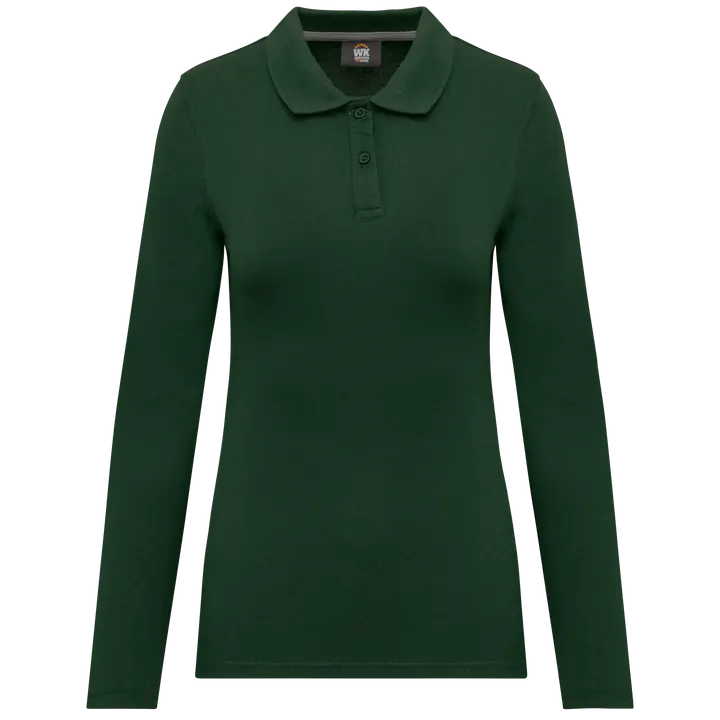 Langarm-Polohemd für Damen Forest Green