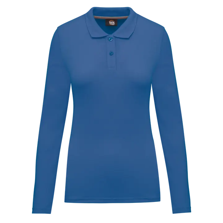 Langarm-Polohemd für Damen Light Royal Blue
