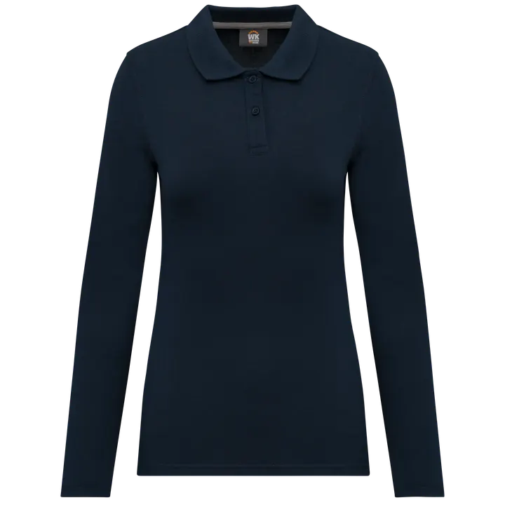 Langarm-Polohemd für Damen Navy