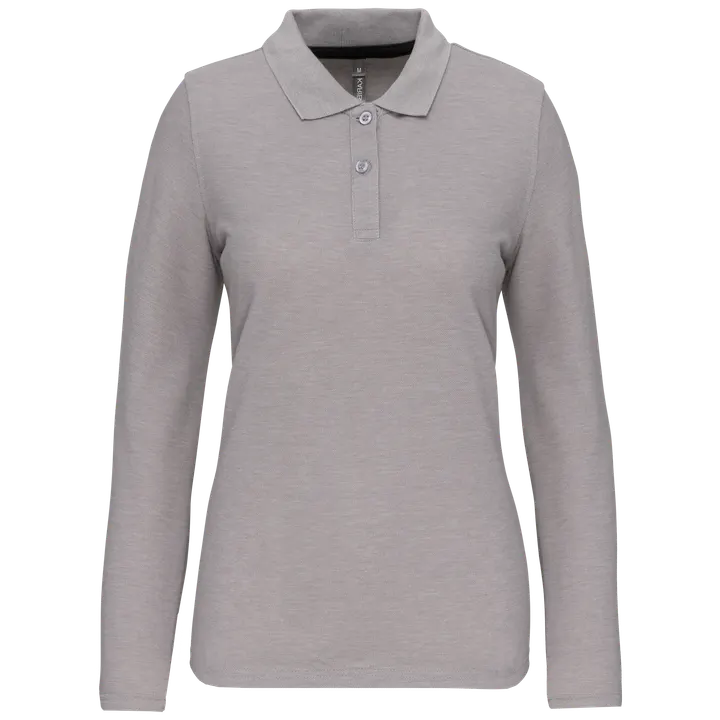 Langarm-Polohemd für Damen Oxford Grey