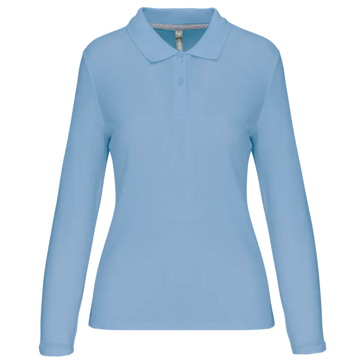 Langarm-Polohemd für Damen Sky Blue