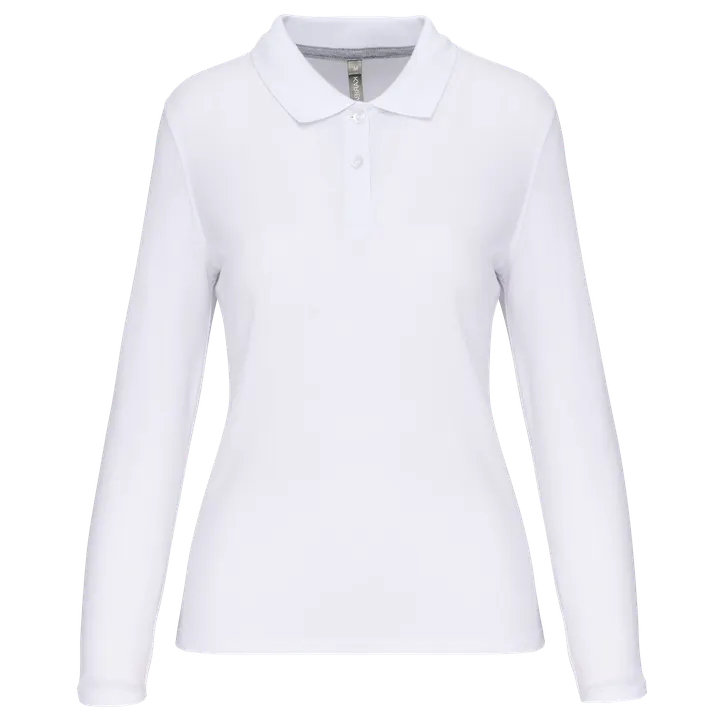 Langarm-Polohemd für Damen White
