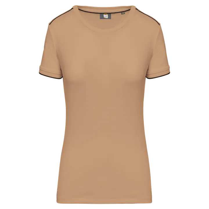 Damen-T-Shirt Day To Day mit kurzen Ärmeln Camel / Black