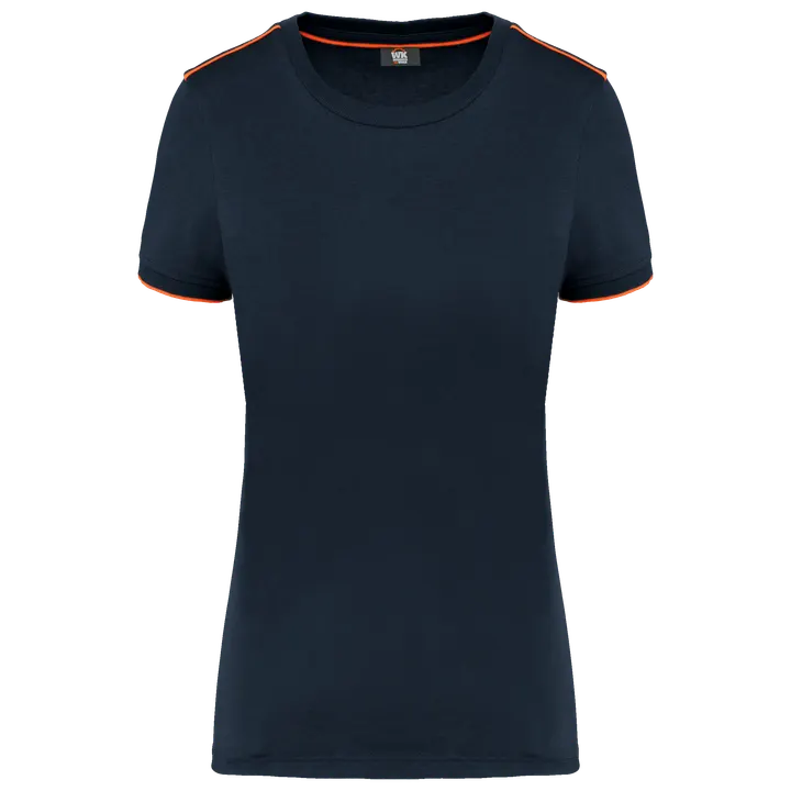 Damen-T-Shirt Day To Day mit kurzen Ärmeln Navy / Fluorescent Orange