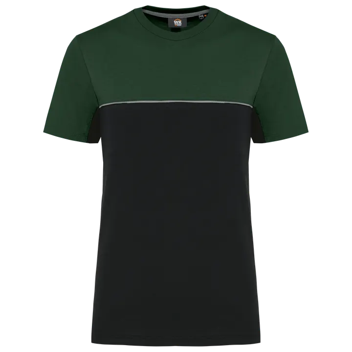 T-shirt bicolore écoresponsable manches courtes unisexe Black / Forest Green