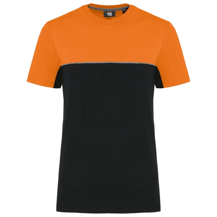 T-shirt bicolore écoresponsable manches courtes unisexe Black / Orange