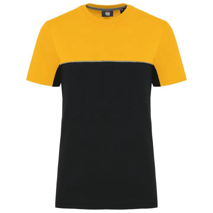 T-shirt bicolore écoresponsable manches courtes unisexe Black / Yellow