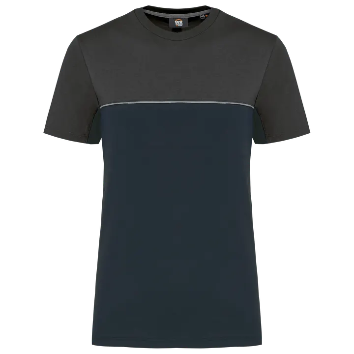 T-shirt bicolore écoresponsable manches courtes unisexe Navy / Dark Grey