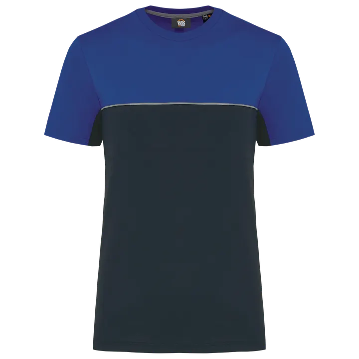 T-shirt bicolore écoresponsable manches courtes unisexe Navy / Royal Blue