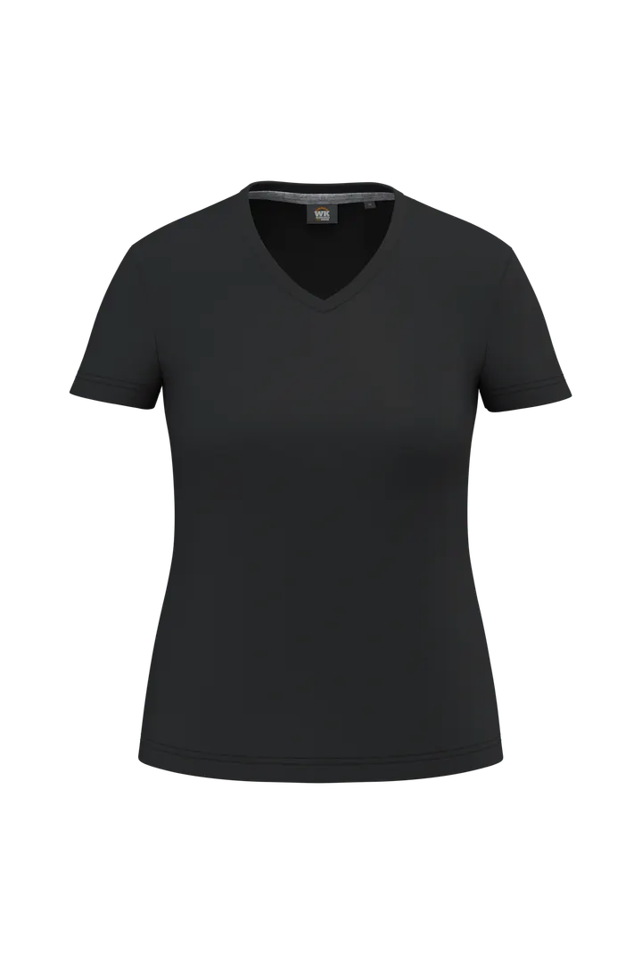 T-shirt écoresponsable col V antibactérien femme Black