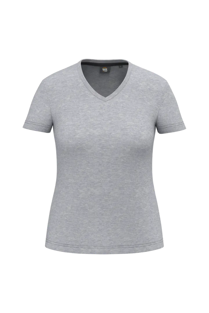 T-shirt écoresponsable col V antibactérien femme Oxford Grey
