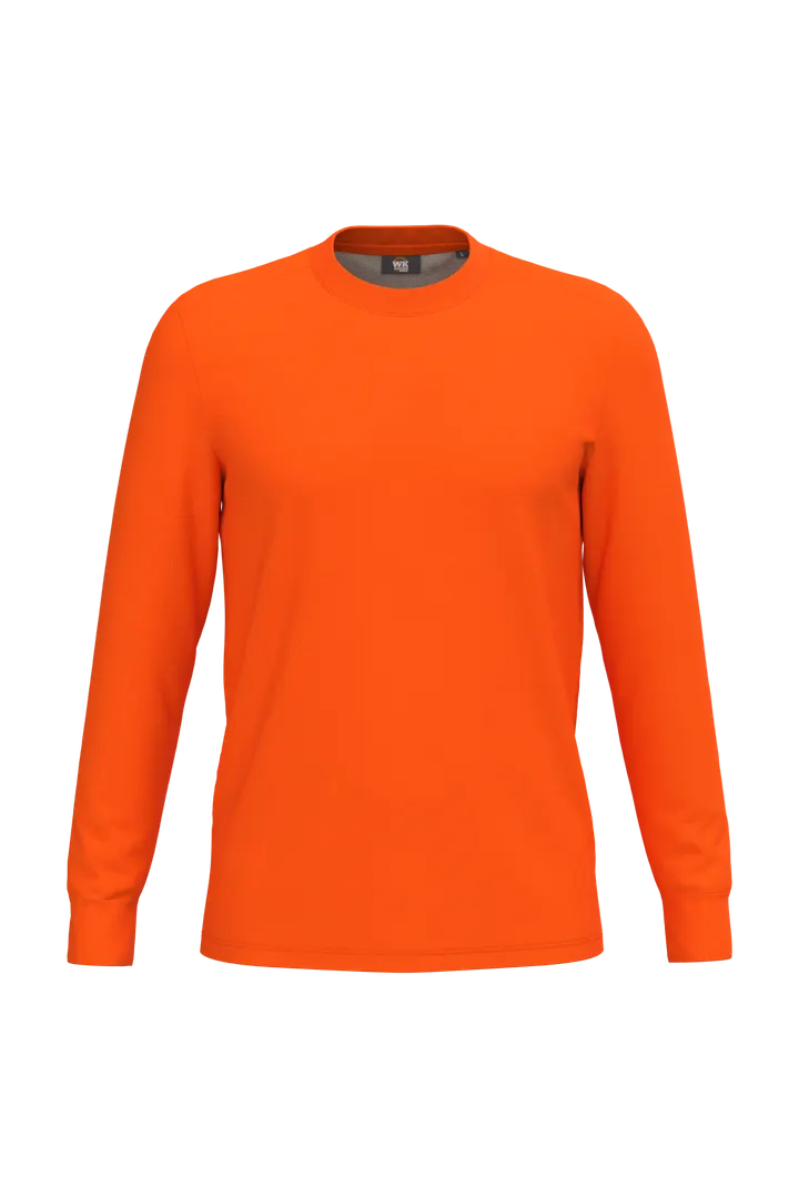 T-shirt unisexe écoresponsable manches longues coton/polyester Fluorescent Orange