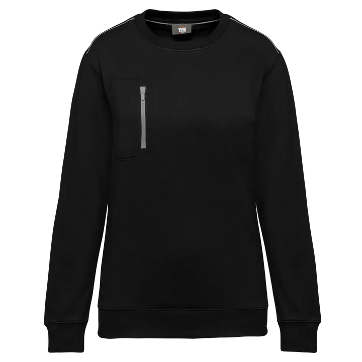 Day To Day Unisex-Sweatshirt mit kontrastfarbener zip Tasche Black / Silver