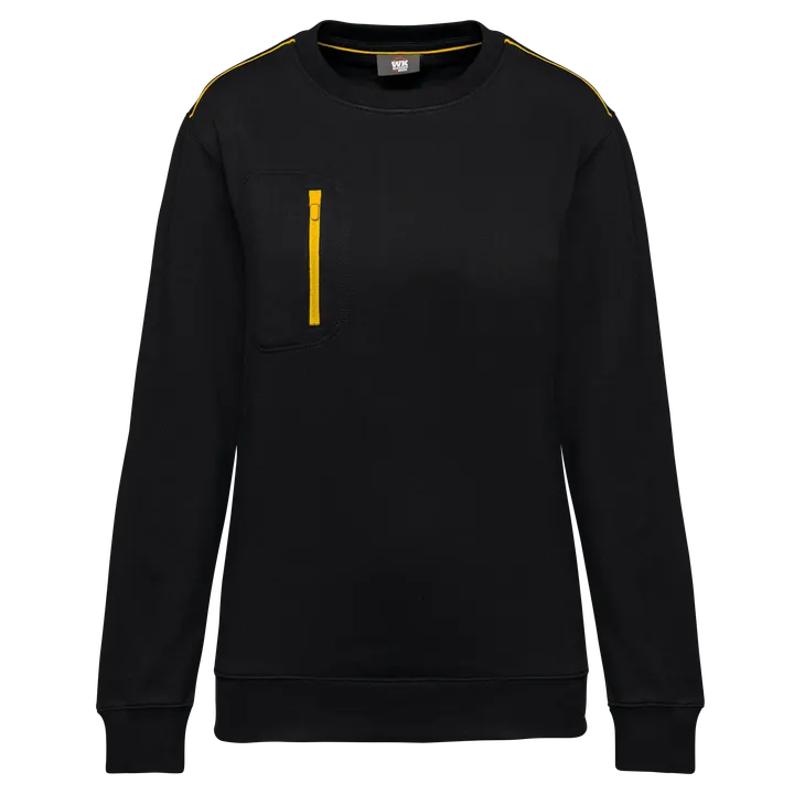 Day To Day Unisex-Sweatshirt mit kontrastfarbener zip Tasche Black / Yellow