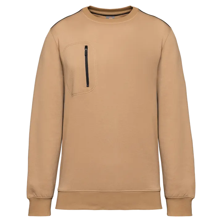 Day To Day Unisex-Sweatshirt mit kontrastfarbener zip Tasche Camel / Black