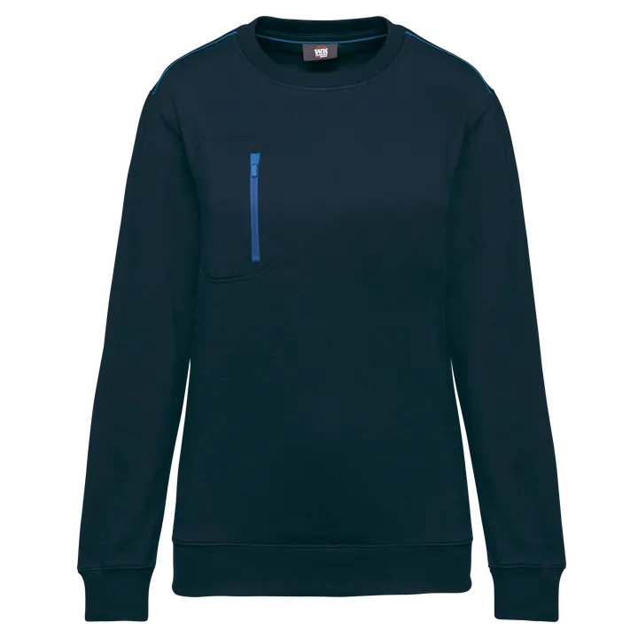 Day To Day Unisex-Sweatshirt mit kontrastfarbener zip Tasche Navy / Royal Blue