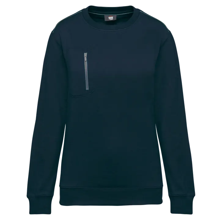 Day To Day Unisex-Sweatshirt mit kontrastfarbener zip Tasche Navy / Silver