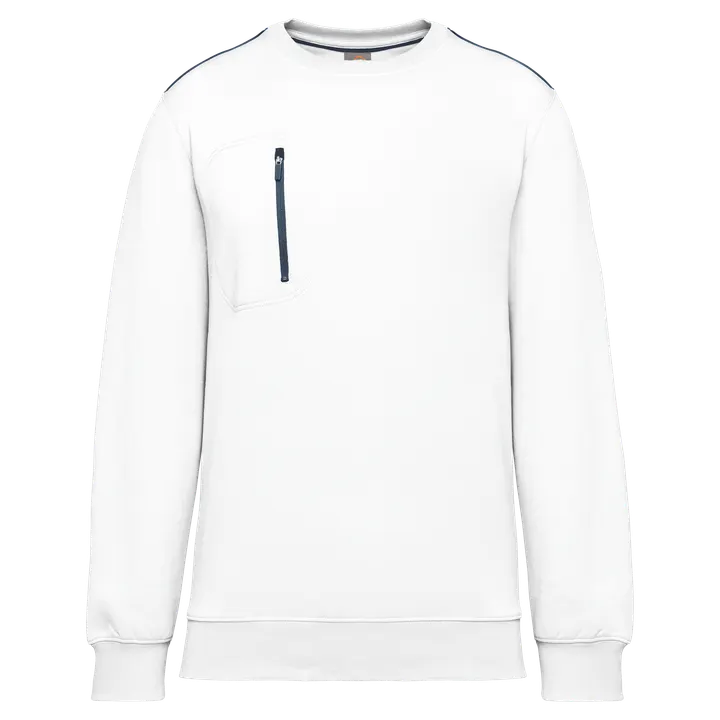 Day To Day Unisex-Sweatshirt mit kontrastfarbener zip Tasche White / Navy